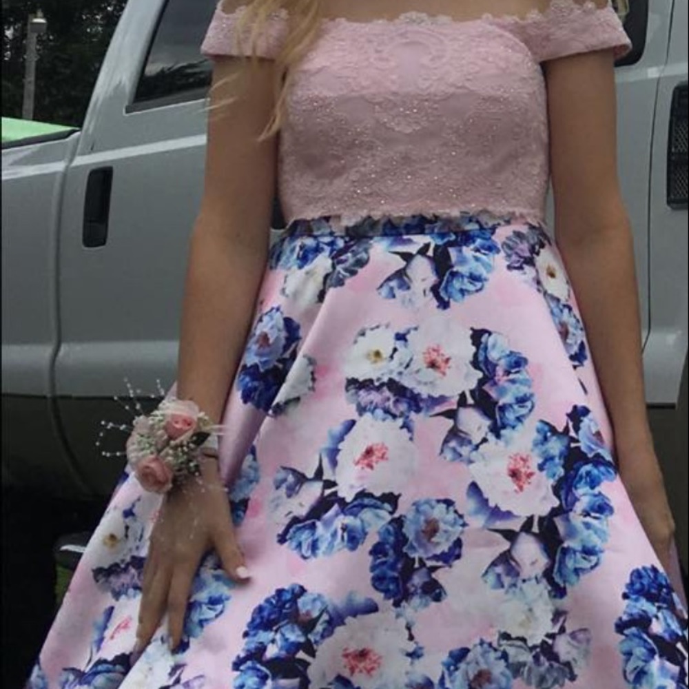 Mon Cheri two piece prom dress